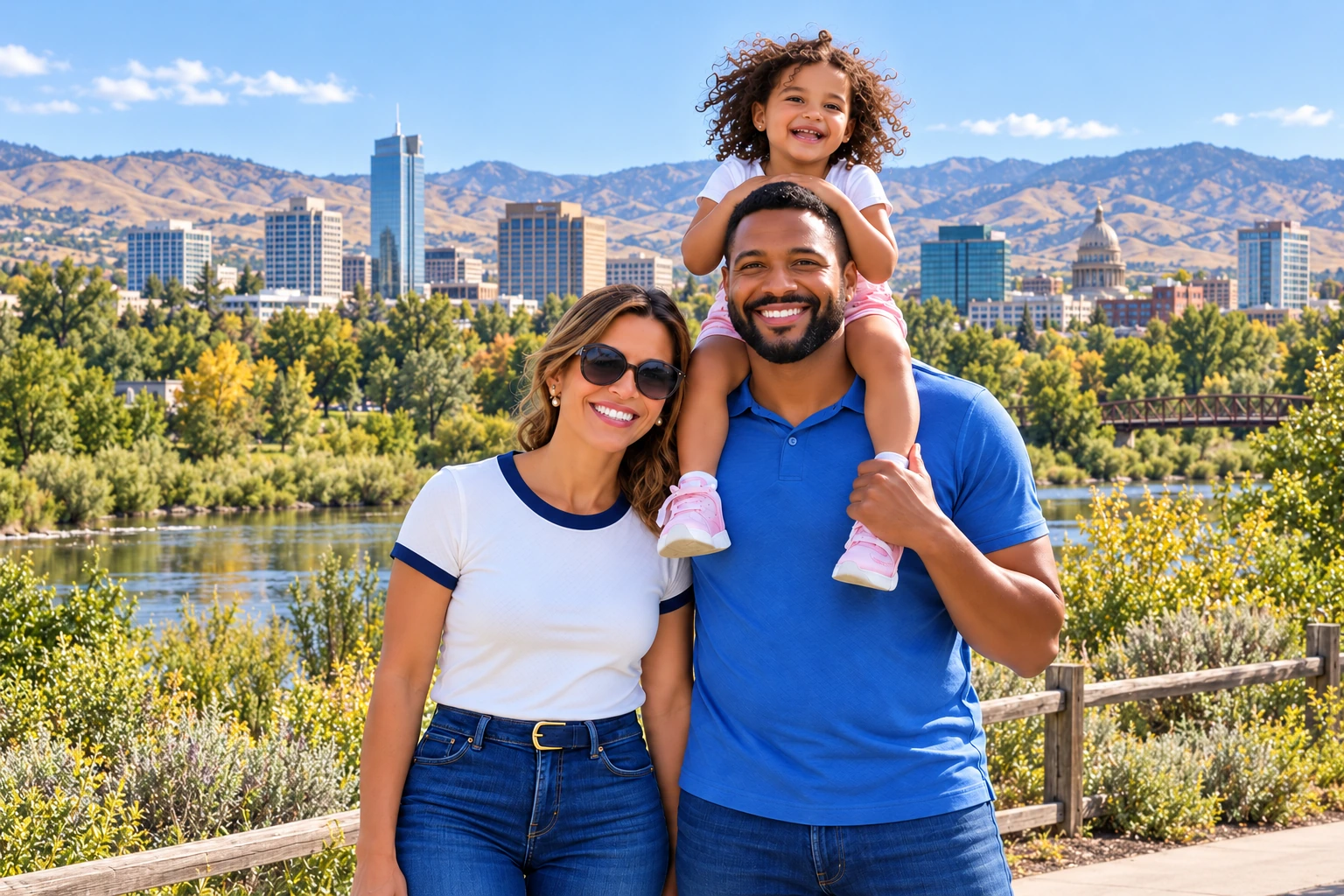 Camille Chastain with her husband and daughter in Boise