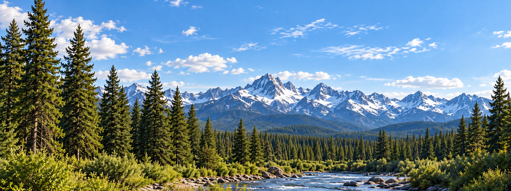 Idaho forest, river, and mountains