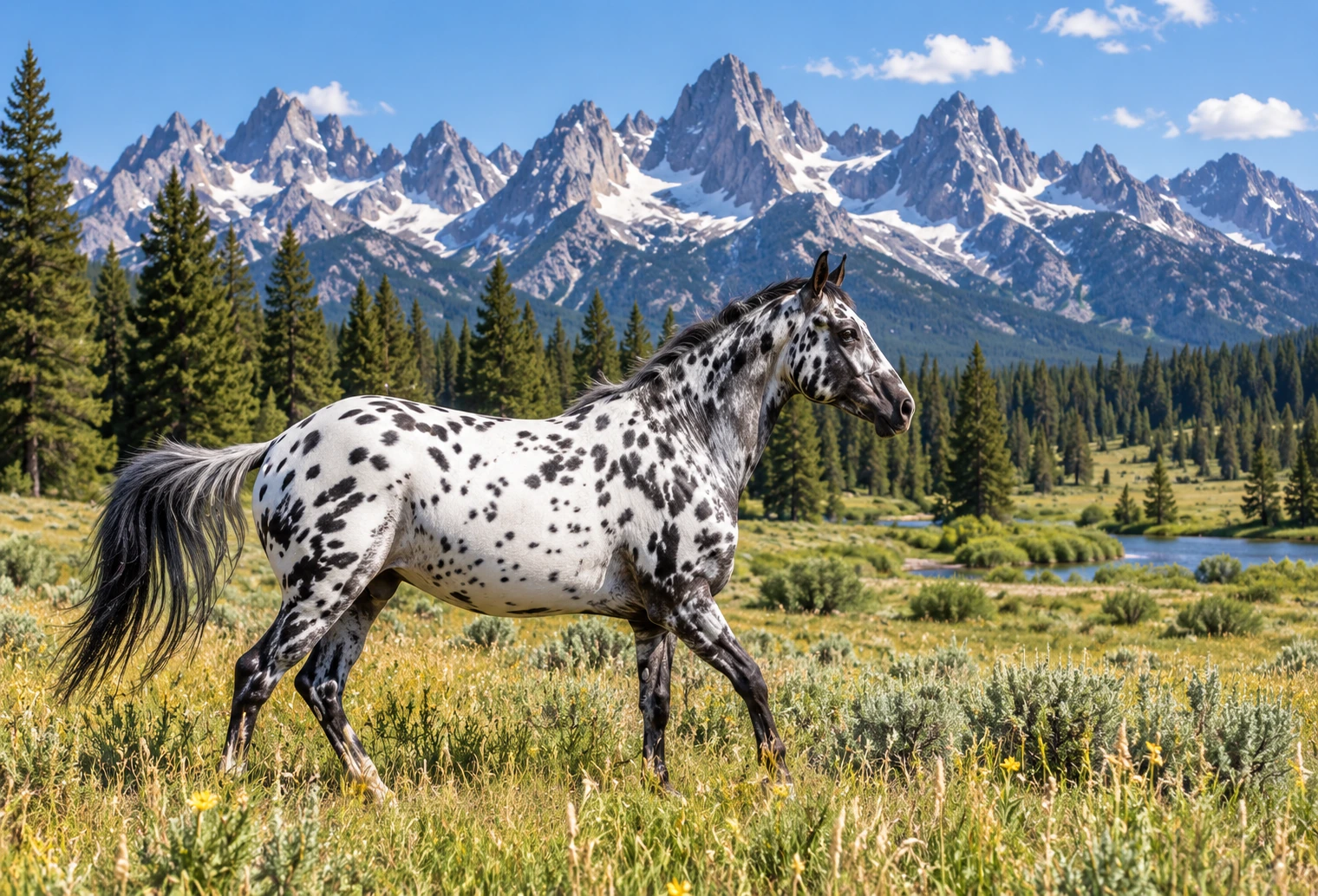 Appaloosa horse in an Idaho mountain meadow
